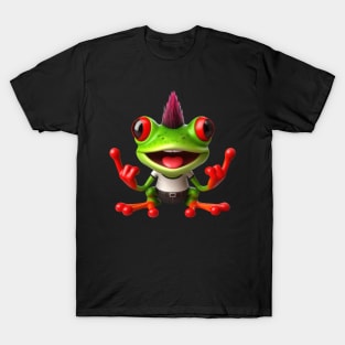 funny punk red eyed tree frog T-Shirt